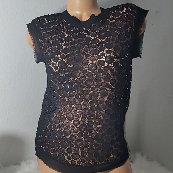 1683 EROS APPAREL Black Embroidered  Blouse Size Small - Picture 1 of 8